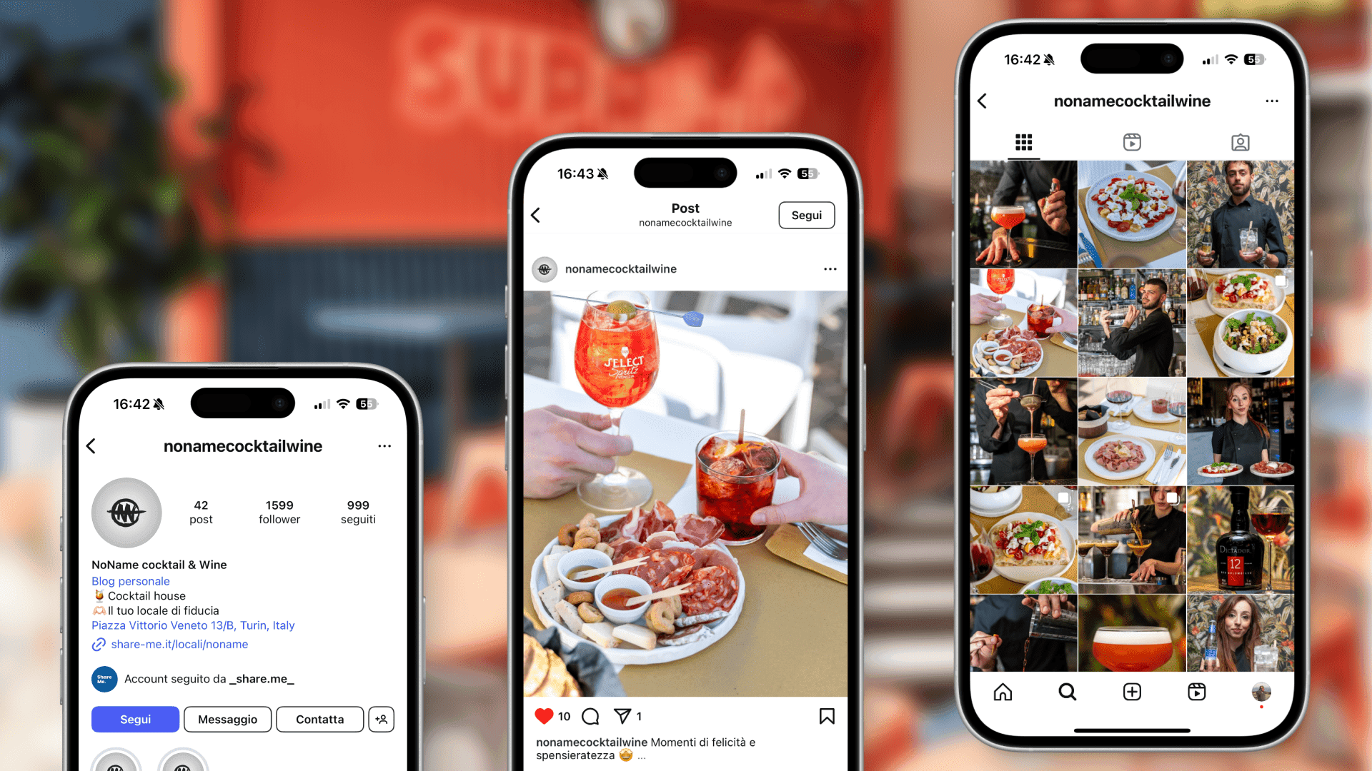 Esempi di post e contenuti social creati da Share Me per ristoranti